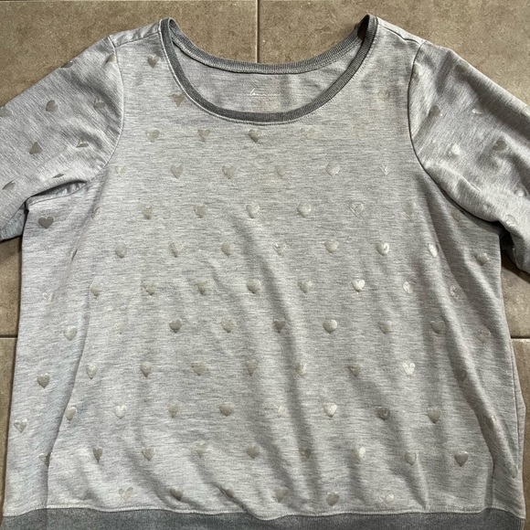 Lane bryant 22 24 Gray Silver Hearts Sweater Pajama top - Picture 2 of 4